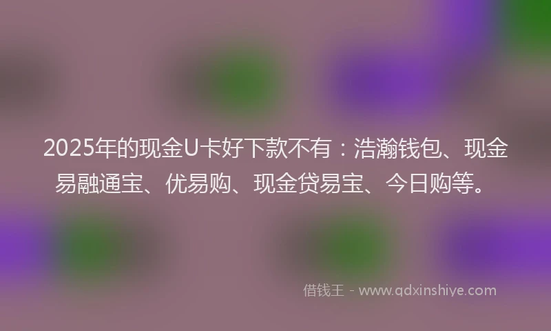 2025年的现金U卡好下款不有：浩瀚钱包、现金易融通宝、优易购、现金贷易宝、今日购等。
