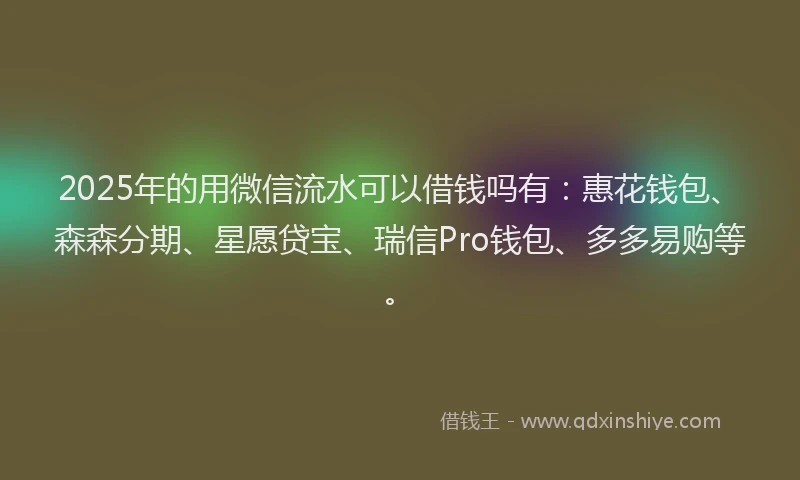 2025年的用微信流水可以借钱吗有：惠花钱包、森森分期、星愿贷宝、瑞信Pro钱包、多多易购等。