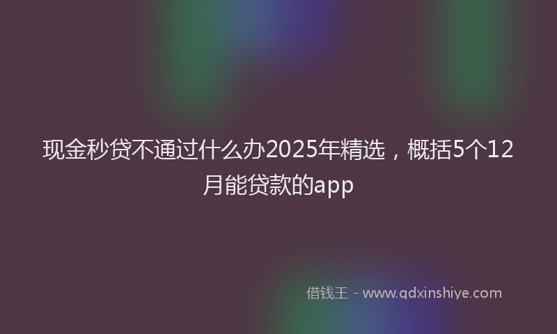 现金秒贷不通过什么办2025年精选，概括5个12月能贷款的app