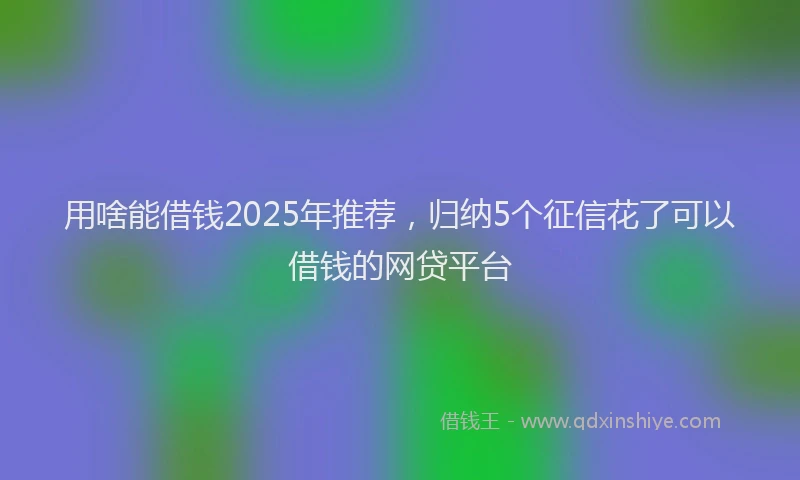 用啥能借钱2025年推荐，归纳5个征信花了可以借钱的网贷平台