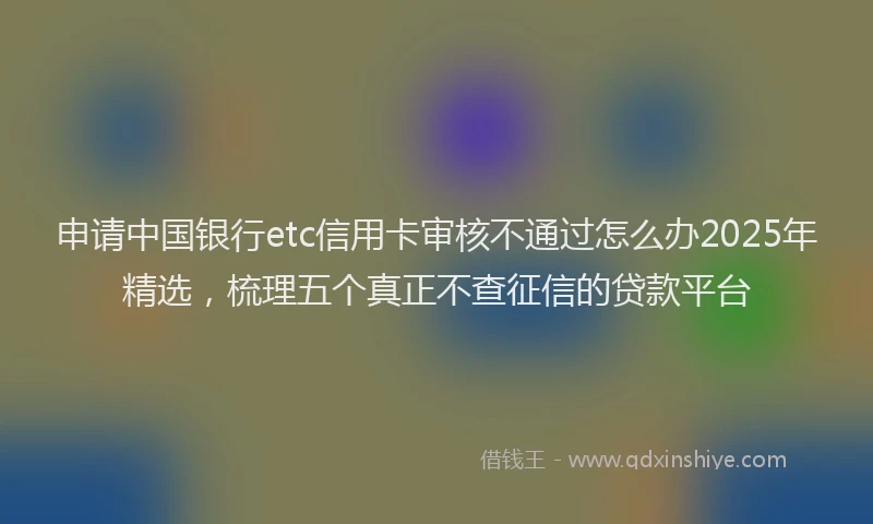 申请中国银行etc信用卡审核不通过怎么办2025年精选，梳理五个真正不查征信的贷款平台