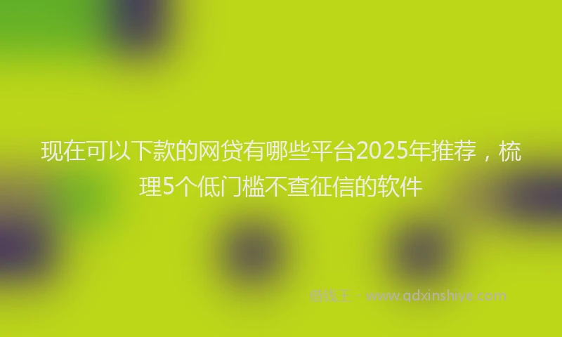 现在可以下款的网贷有哪些平台2025年推荐，梳理5个低门槛不查征信的软件