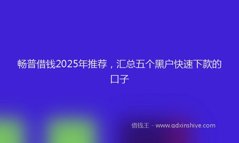 畅普借钱2025年推荐，汇总五个黑户快速下款的口子