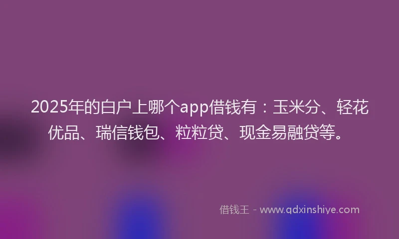 2025年的白户上哪个app借钱有：玉米分、轻花优品、瑞信钱包、粒粒贷、现金易融贷等。