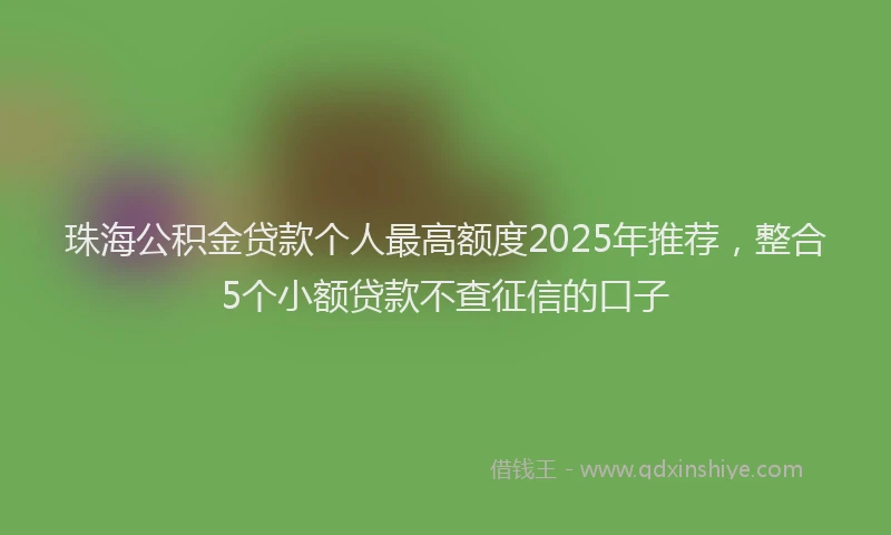 珠海公积金贷款个人最高额度2025年推荐，整合5个小额贷款不查征信的口子