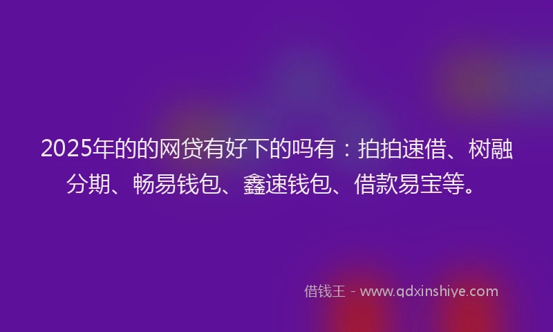 2025年的的网贷有好下的吗有：拍拍速借、树融分期、畅易钱包、鑫速钱包、借款易宝等。