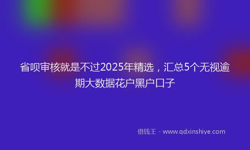 省呗审核就是不过2025年精选，汇总5个无视逾期大数据花户黑户口子