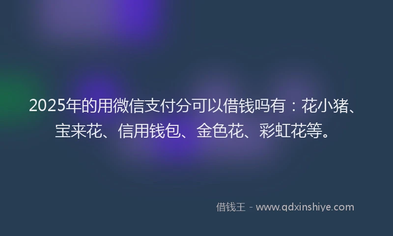2025年的用微信支付分可以借钱吗有：花小猪、宝来花、信用钱包、金色花、彩虹花等。