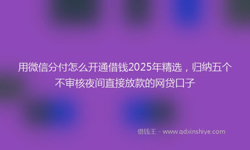 用微信分付怎么开通借钱2025年精选，归纳五个不审核夜间直接放款的网贷口子