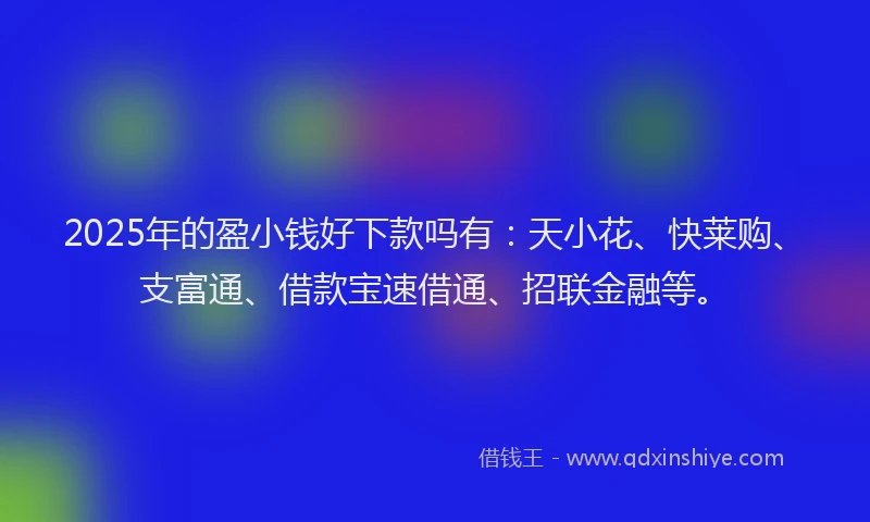2025年的盈小钱好下款吗有：天小花、快莱购、支富通、借款宝速借通、招联金融等。