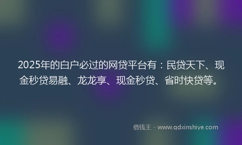 2025年的白户必过的网贷平台有：民贷天下、现金秒贷易融、龙龙享、现金秒贷、省时快贷等。