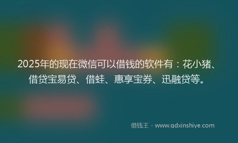2025年的现在微信可以借钱的软件有：花小猪、借贷宝易贷、借蛙、惠享宝券、迅融贷等。