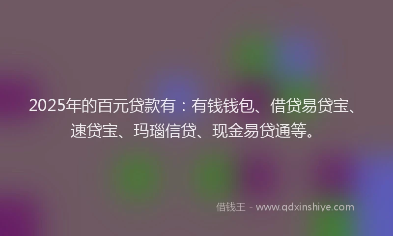 2025年的百元贷款有：有钱钱包、借贷易贷宝、速贷宝、玛瑙信贷、现金易贷通等。