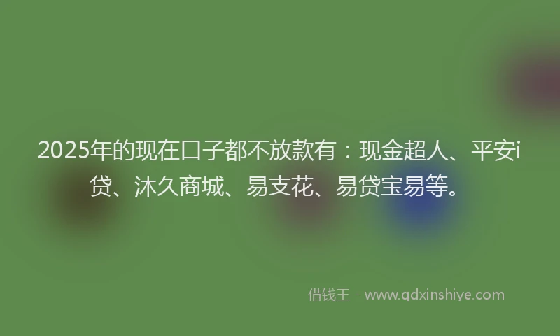 2025年的现在口子都不放款有：现金超人、平安i贷、沐久商城、易支花、易贷宝易等。