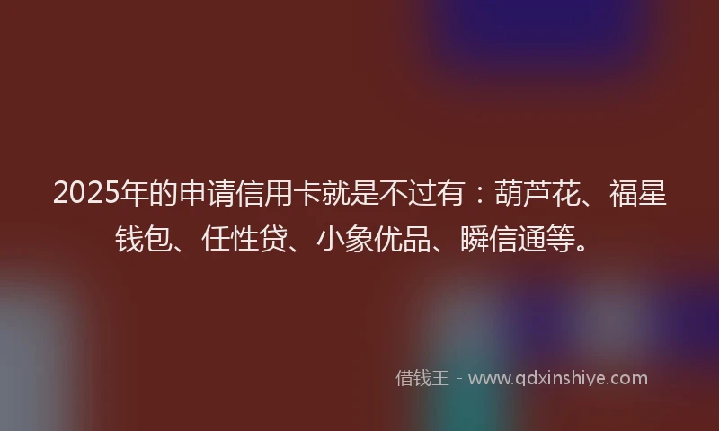 2025年的申请信用卡就是不过有：葫芦花、福星钱包、任性贷、小象优品、瞬信通等。