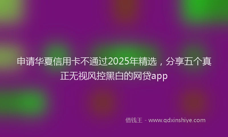 申请华夏信用卡不通过2025年精选，分享五个真正无视风控黑白的网贷app