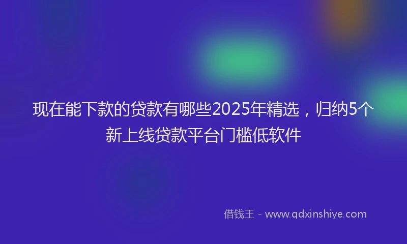 现在能下款的贷款有哪些2025年精选，归纳5个新上线贷款平台门槛低软件