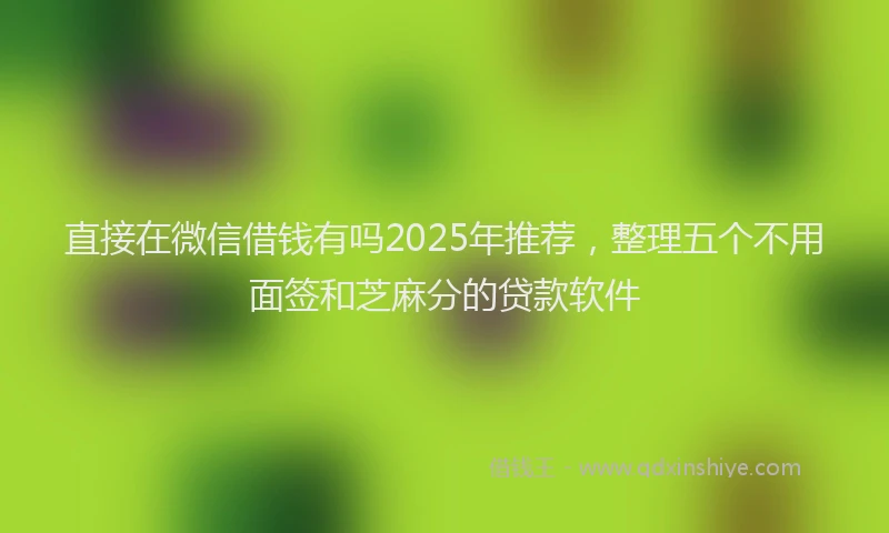 直接在微信借钱有吗2025年推荐，整理五个不用面签和芝麻分的贷款软件