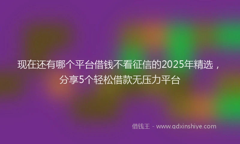 现在还有哪个平台借钱不看征信的2025年精选，分享5个轻松借款无压力平台