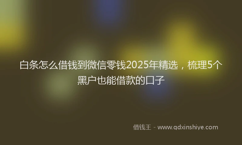白条怎么借钱到微信零钱2025年精选，梳理5个黑户也能借款的口子