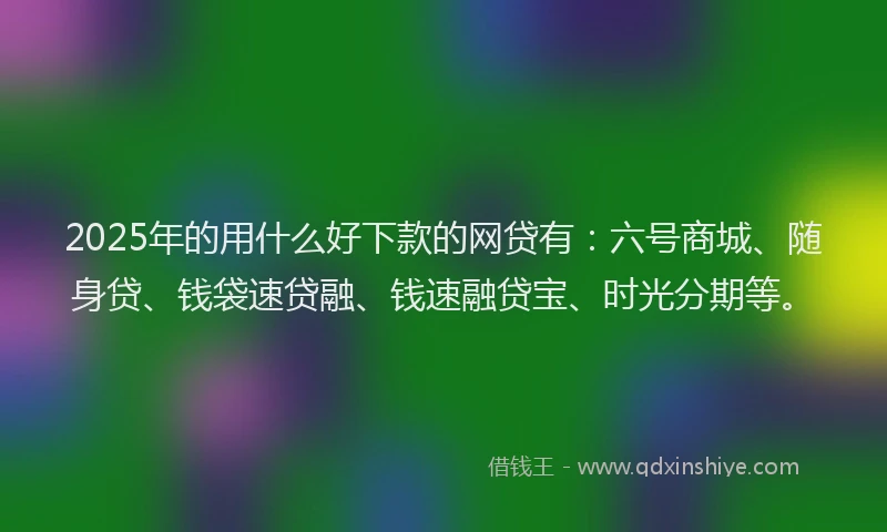2025年的用什么好下款的网贷有：六号商城、随身贷、钱袋速贷融、钱速融贷宝、时光分期等。