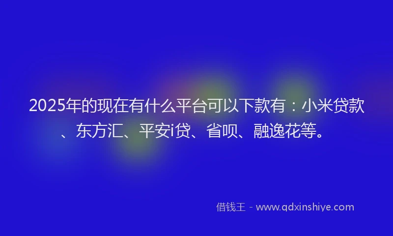 2025年的现在有什么平台可以下款有：小米贷款、东方汇、平安i贷、省呗、融逸花等。