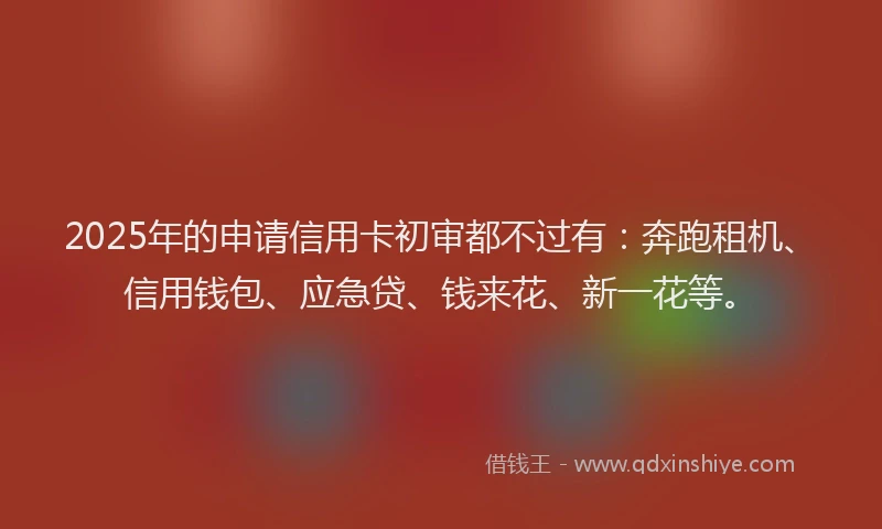 2025年的申请信用卡初审都不过有：奔跑租机、信用钱包、应急贷、钱来花、新一花等。