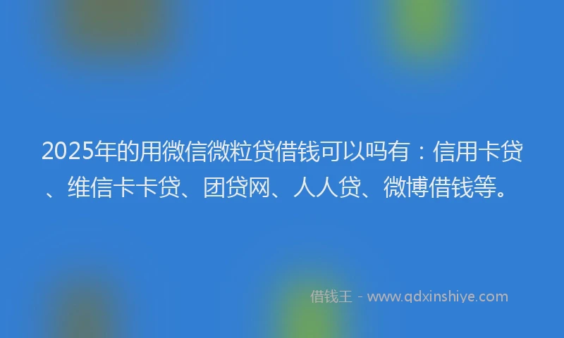 2025年的用微信微粒贷借钱可以吗有：信用卡贷、维信卡卡贷、团贷网、人人贷、微博借钱等。