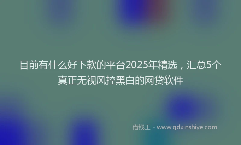 目前有什么好下款的平台2025年精选，汇总5个真正无视风控黑白的网贷软件