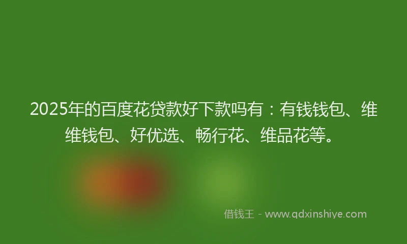 2025年的百度花贷款好下款吗有：有钱钱包、维维钱包、好优选、畅行花、维品花等。