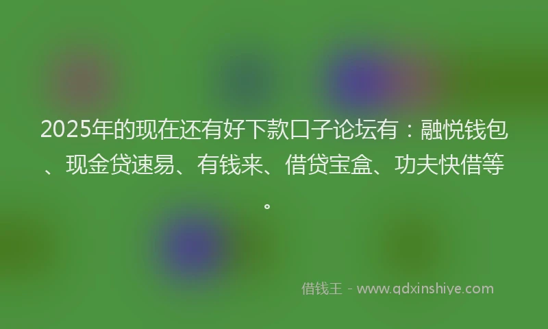 2025年的现在还有好下款口子论坛有：融悦钱包、现金贷速易、有钱来、借贷宝盒、功夫快借等。