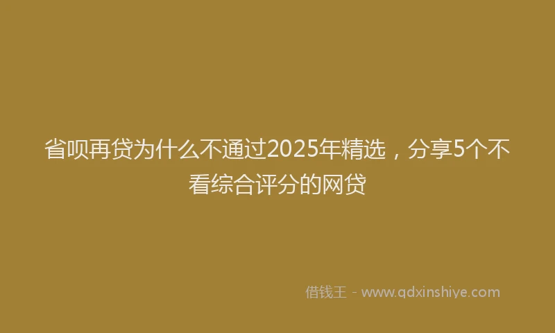 省呗再贷为什么不通过2025年精选，分享5个不看综合评分的网贷