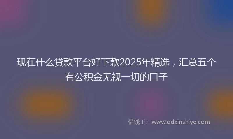 现在什么贷款平台好下款2025年精选，汇总五个有公积金无视一切的口子