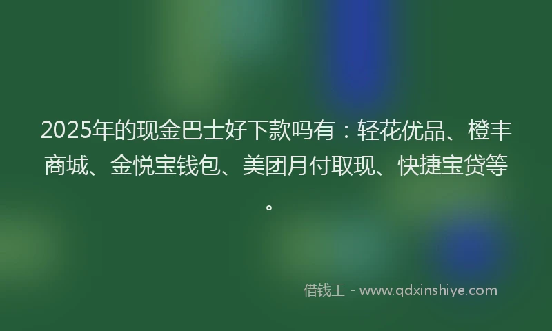 2025年的现金巴士好下款吗有：轻花优品、橙丰商城、金悦宝钱包、美团月付取现、快捷宝贷等。