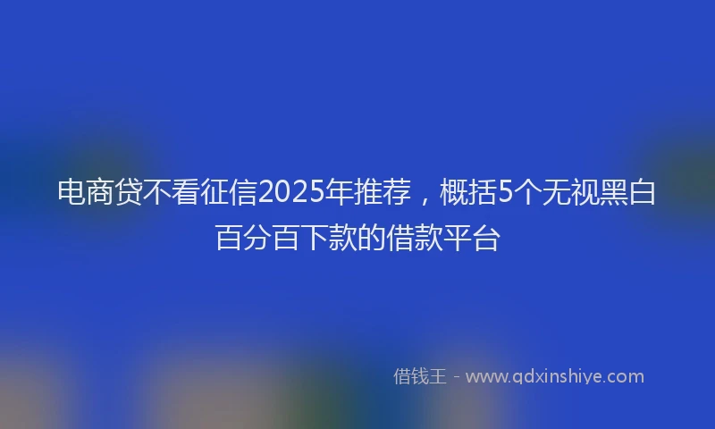 电商贷不看征信2025年推荐，概括5个无视黑白百分百下款的借款平台