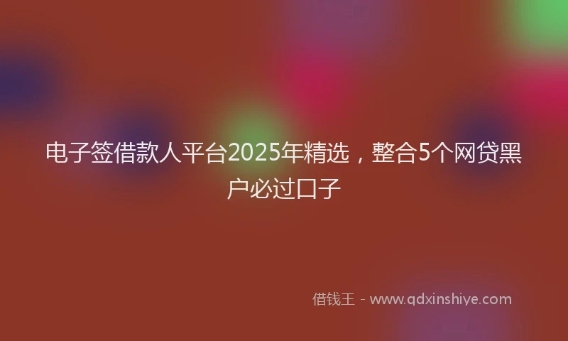 电子签借款人平台2025年精选，整合5个网贷黑户必过口子