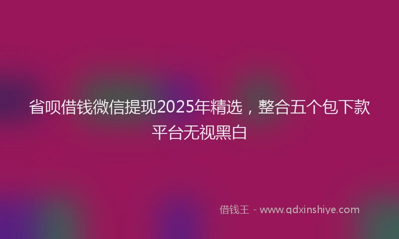 省呗借钱微信提现2025年精选，整合五个包下款平台无视黑白