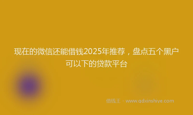 现在的微信还能借钱2025年推荐，盘点五个黑户可以下的贷款平台
