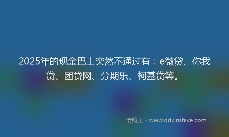 2025年的现金巴士突然不通过有：e微贷、你我贷、团贷网、分期乐、柯基贷等。