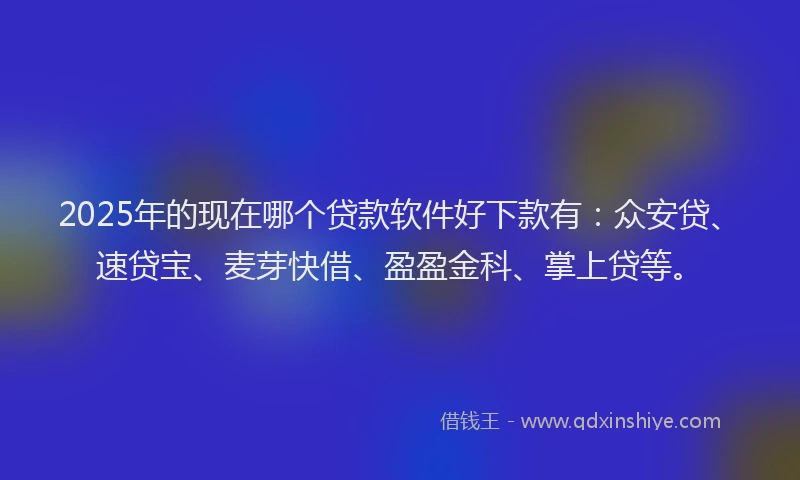 2025年的现在哪个贷款软件好下款有：众安贷、速贷宝、麦芽快借、盈盈金科、掌上贷等。