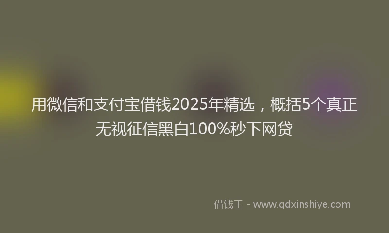 用微信和支付宝借钱2025年精选，概括5个真正无视征信黑白100%秒下网贷