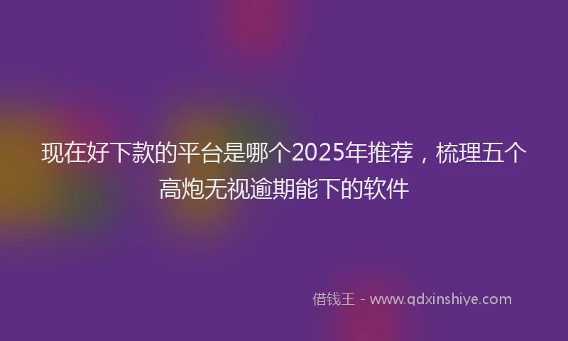 现在好下款的平台是哪个2025年推荐，梳理五个高炮无视逾期能下的软件