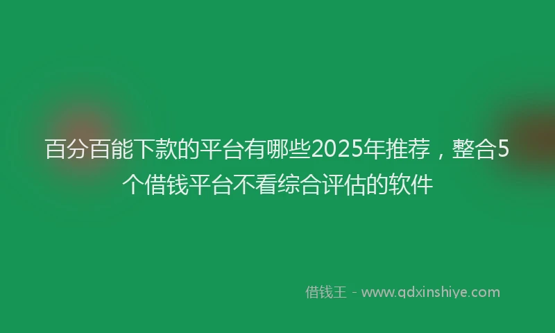 百分百能下款的平台有哪些2025年推荐，整合5个借钱平台不看综合评估的软件