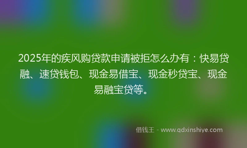 2025年的疾风购贷款申请被拒怎么办有：快易贷融、速贷钱包、现金易借宝、现金秒贷宝、现金易融宝贷等。
