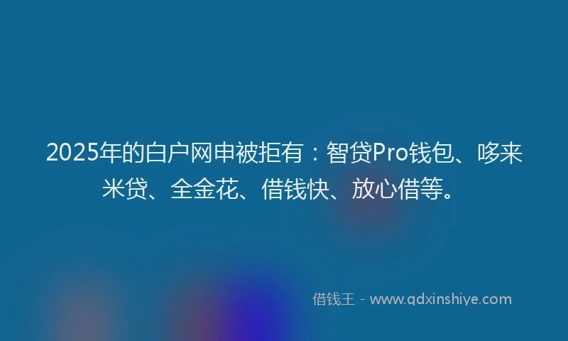 2025年的白户网申被拒有：智贷Pro钱包、哆来米贷、全金花、借钱快、放心借等。