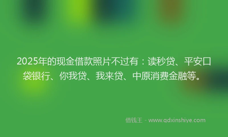 2025年的现金借款照片不过有：读秒贷、平安口袋银行、你我贷、我来贷、中原消费金融等。