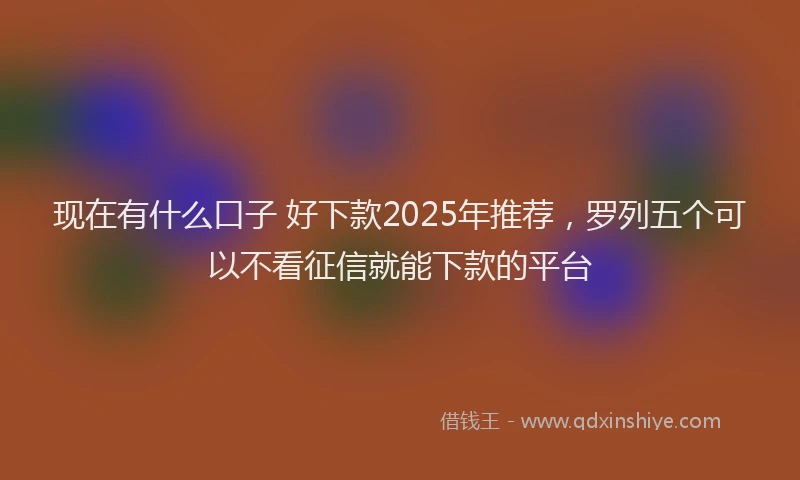 现在有什么口子 好下款2025年推荐，罗列五个可以不看征信就能下款的平台