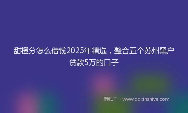 甜橙分怎么借钱2025年精选，整合五个苏州黑户贷款5万的口子