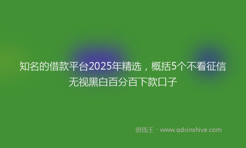 知名的借款平台2025年精选，概括5个不看征信无视黑白百分百下款口子