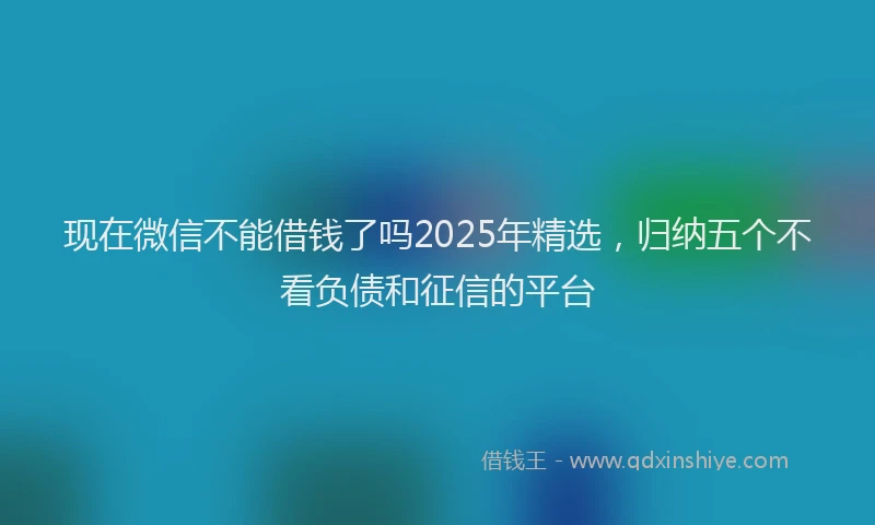 现在微信不能借钱了吗2025年精选，归纳五个不看负债和征信的平台